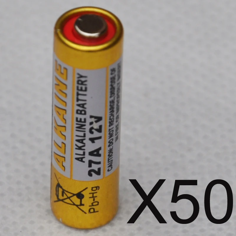 50PCS 27A 12V dry alkaline battery 27AE 27MN A27 for doorbell,car alarm