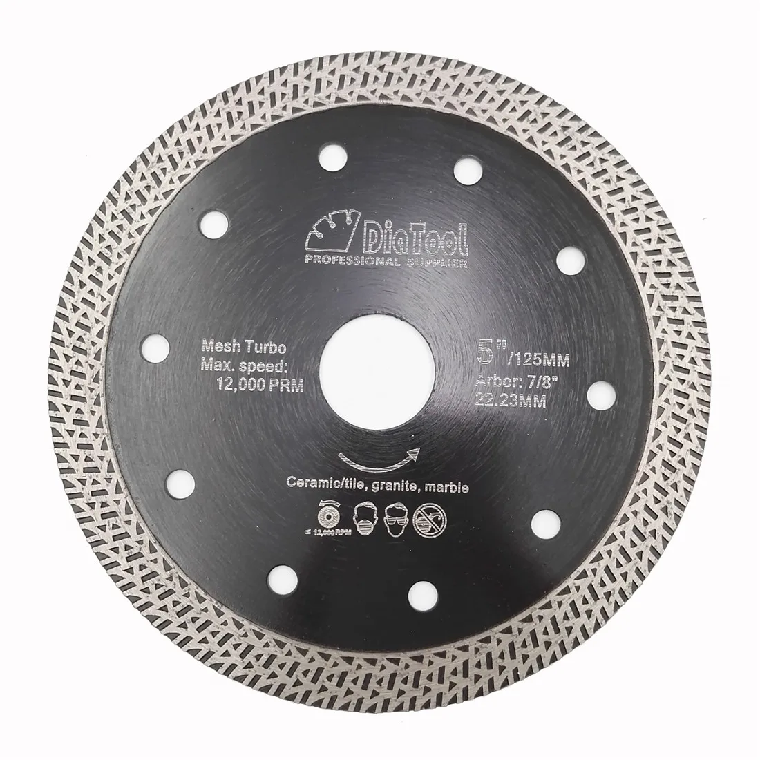 DIATOOL 4.5"/ 5" Hot-pressed Sintered Diamond Cutting Disc With Mesh Turbo Rim Segment 115 or 125mm Saw Blade Bore 20 or 22.23mm