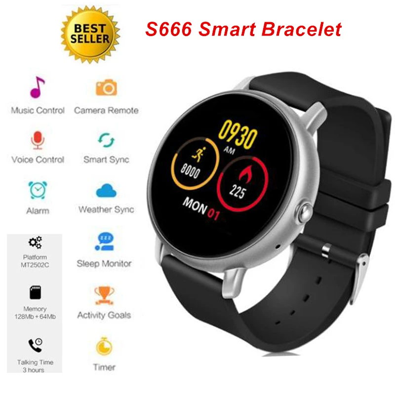 

2019 S666 Bluetooth Call Smartband Blood Pressure Heart Rate Sleep Tracker Full Touch Smart Bracelet Watch Pulsera Inteligente