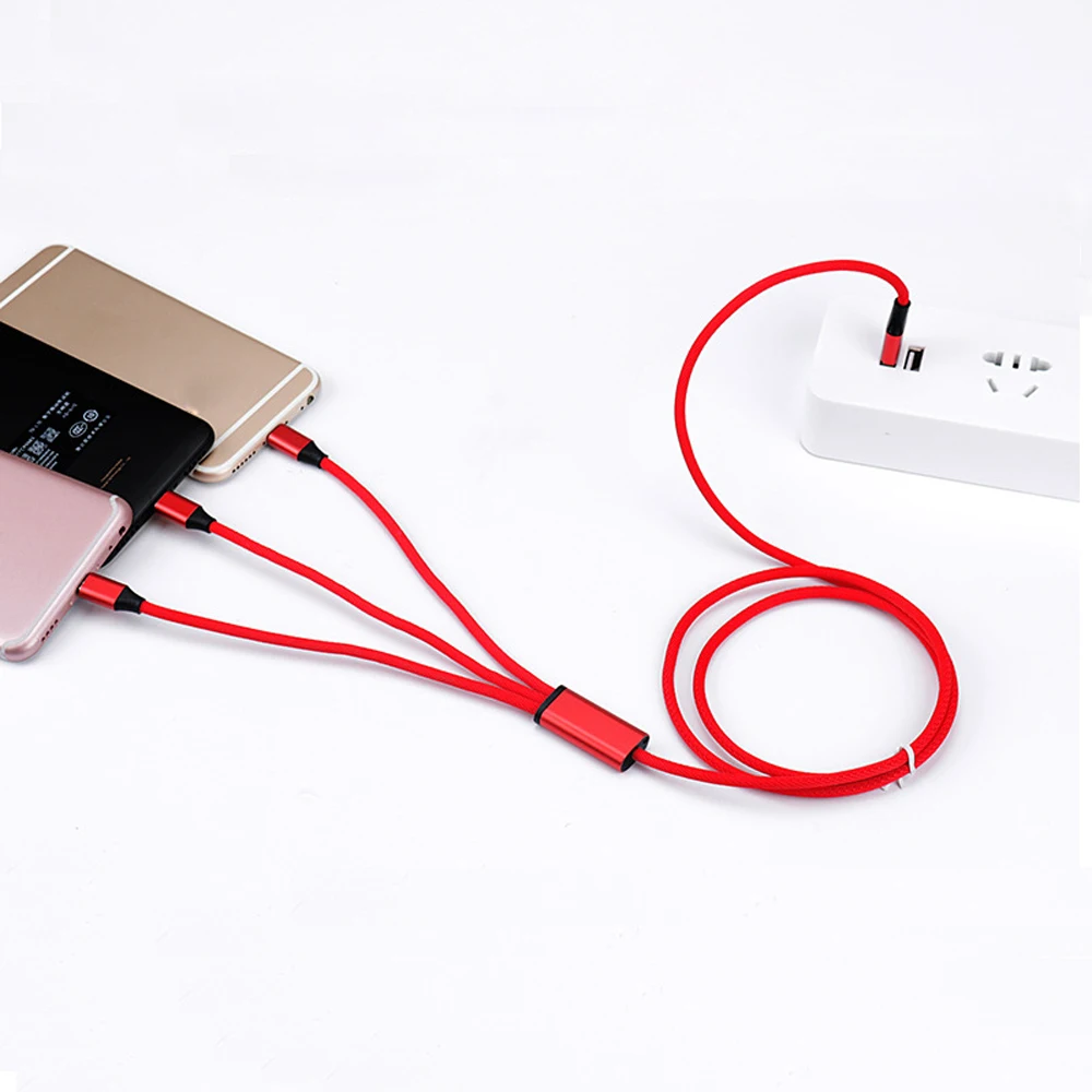 100 шт. 3 в 1 зарядный кабель Micro Тип usb C 8 pin Зарядное устройство кабель для iphone кабель быстрой зарядки Кабели для Xiaomi/huawei/Android 1,2 м