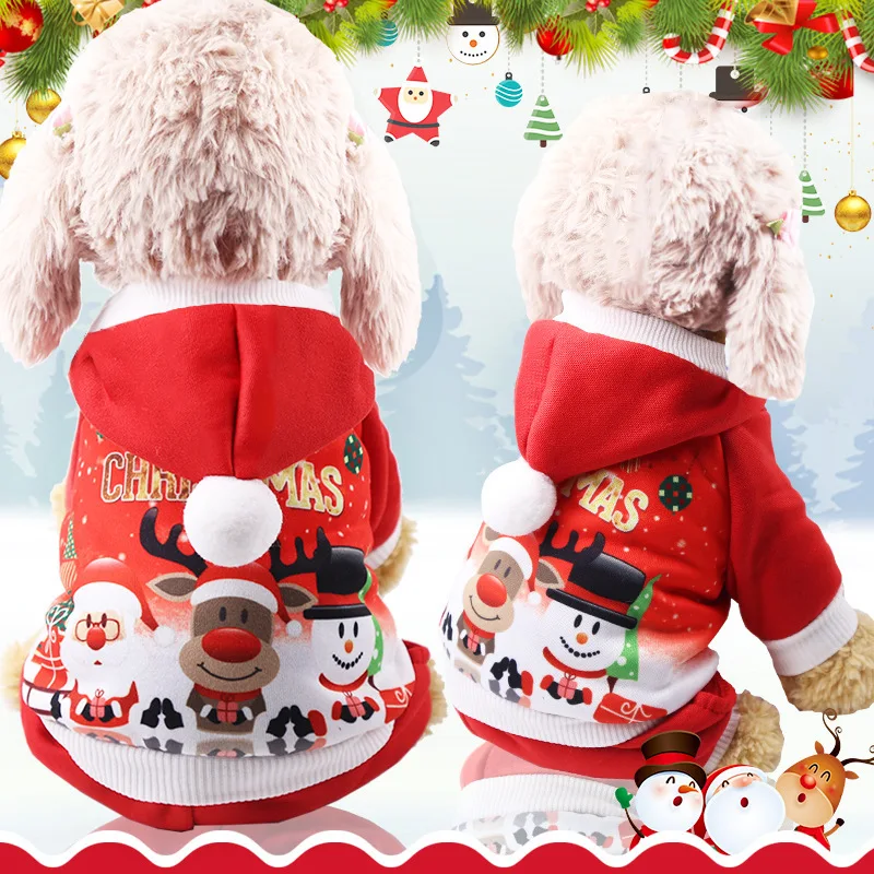 

Christmas Dog Clothes Winter Hoodie Coat Santa Costume Cute Cartoon Clothes For Pet Puppy Kitty Cardigan XS-2XL