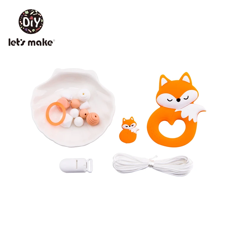 

Let's Make Silicone Beads Cartoon Animals Teething Beads Set Dog Baby Teether Tiny Rod BPA Free Food Grade Silicone Teethers