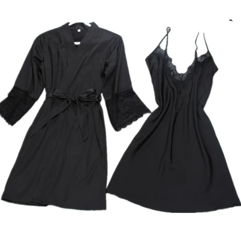 Пикантная Женская домашняя одежда халат + ночная рубашка комплект из двух предметов одеяние и платье комплекты пижамы женские кружевные