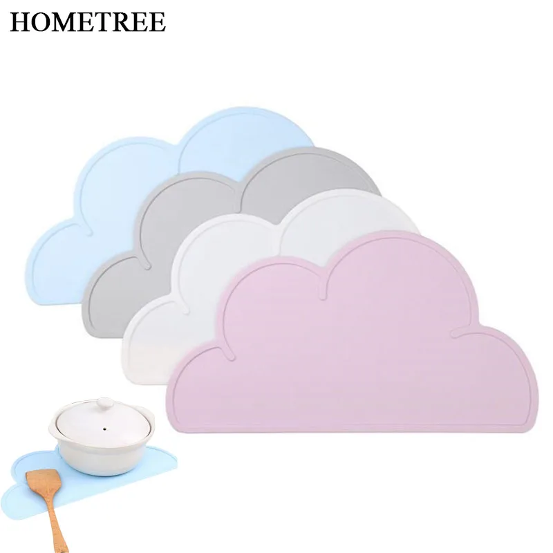 

HOMETREE Children's Tableware Mat Silicone Baby Cloud Shaped Plate Pads Table Napkins Coaster Easy Clean Leakproof Kitchen H673