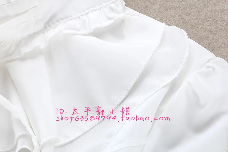 Негабаритный 5XL Женская рубашка в стиле Лолиты с длинным рукавом и стоячим воротником шифоновые блузки с оборками Дамская рубашка с бантом Рубашка в готическом стиле в Королевском Стиле