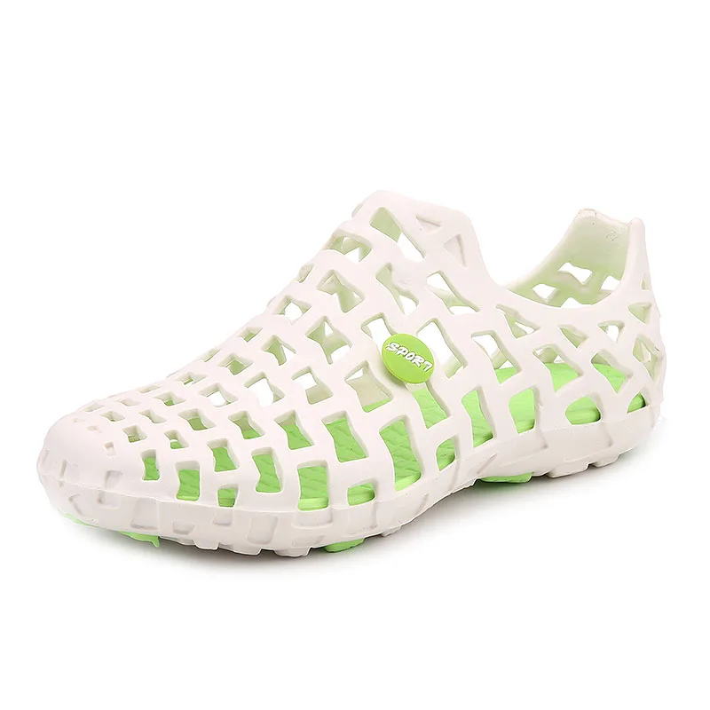 BomKinta/мужская водонепроницаемая обувь на полой подошве; коллекция года; летняя дышащая пляжная обувь для женщин; сандалии; быстросохнущая обувь для плавания; унисекс; размеры 36-45 - Цвет: White Green