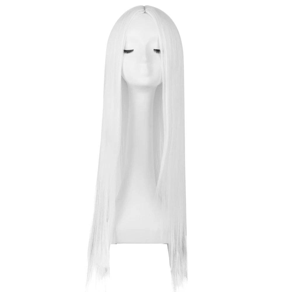 Fei-Show Costume Wig Synthetic Heat Resistant Fiber Long Straight White Hair Halloween Carnival Cos-play Events Women Hairpiece