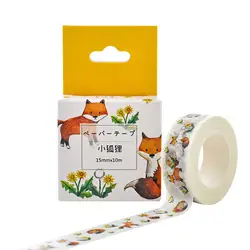 Коробка посылка Kawaii Маленькая лиса васи лента отличное качество красочные Бумага клейкой ленты DIY декоративные ленты 10 м * 15 мм JD95-1