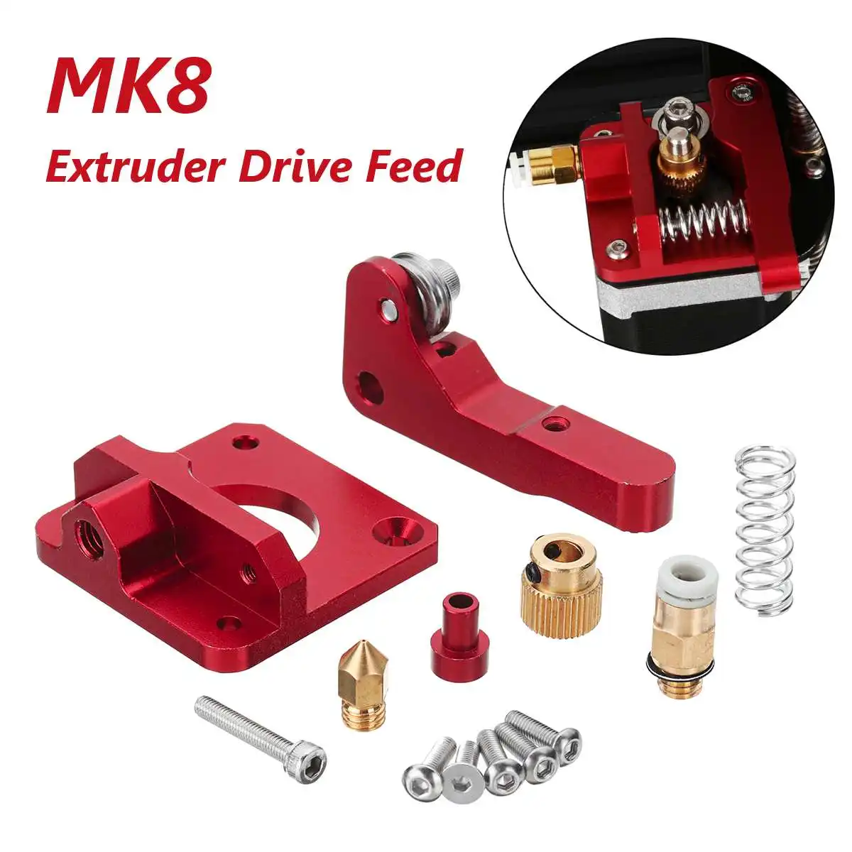 

Aluminum MK8 Extruder Drive Feed 3D Printer Upgraded Replacement For Creality CR-10 CR-10S CR-10 S4 CR-10 S5 3D Printer