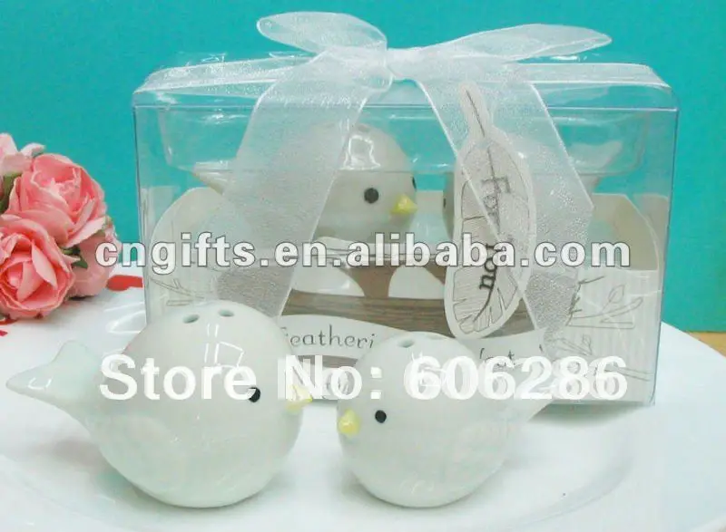 

50sets(100pcs)/lot Feathering the Nest Birds Ceramic Salt Pepper Shakers for Baby Shower Return Gifts