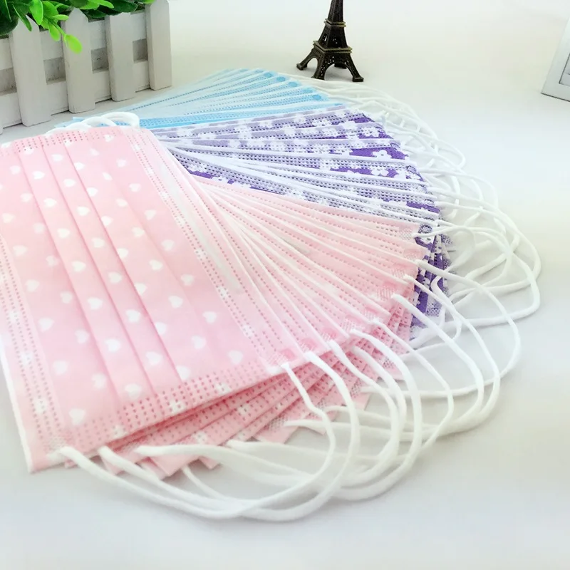 

50pcs/Pack Korean Mouth Mask Disposable Printed Maske Kawaii Face Masks Fashion Nose Filter Cartoon PM2.5 Gas Mask