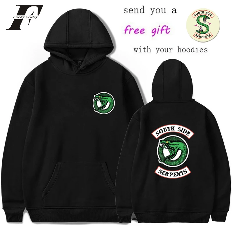 luckyfridayf Riverdale cotton oversized Hoodie sweatshirt south side serpents TV Drama Men/Women Streetwear Casual jacket coat