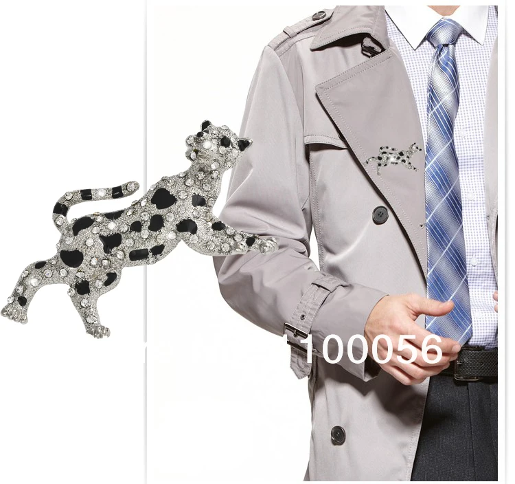 

Free Shipping Men Jewelry Crystal Brooches Wholesale Wild Leopard Brooches For Wedding Invitations X1329
