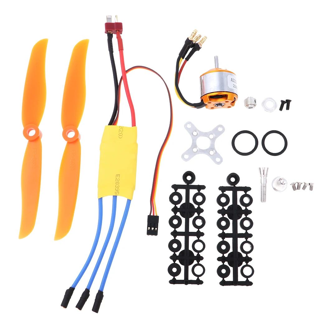 Brushless Power System 30A ESC + A2212 2200KV Motor + Propeller Props + Mount Kit for RC Helicopter / Airplane Parts