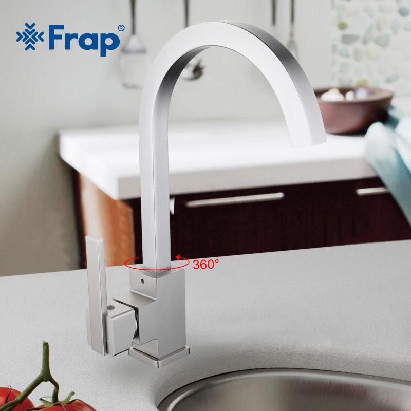 Frap Hot and Cold Water Classic kitchen sink faucet Space Aluminum brushed swivel brass water tap mixer 360 degree rotation Frap Hot and Cold Water Classic kitchen sink faucet Space Aluminum brushed swivel brass water tap mixer 360 degree rotation
