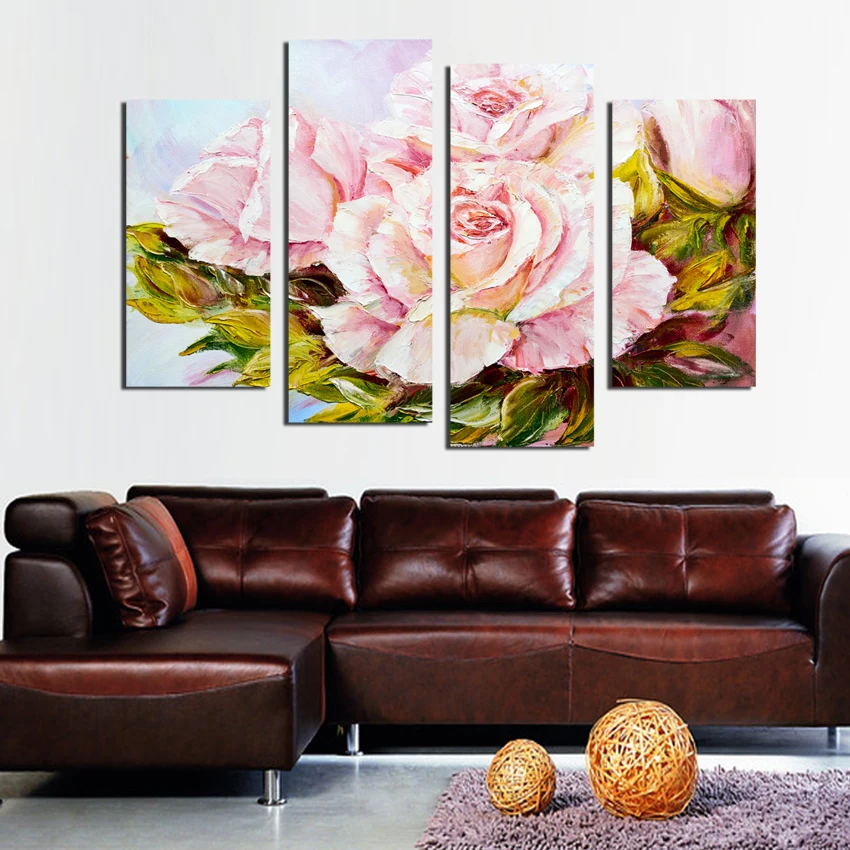 2017 High Quality Modern Unframed Wall Art Cuadros Wall Pictures Pink