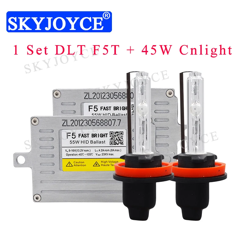 SKYJOYCE 55 Вт Быстрый Яркий Cnlight HID Xenon Kit 55 Вт DLT F5 Быстрый старт HID Балласт 45 Вт Cnlight H1 H7 H11 D2H HID лампы 4300 К 6000 К