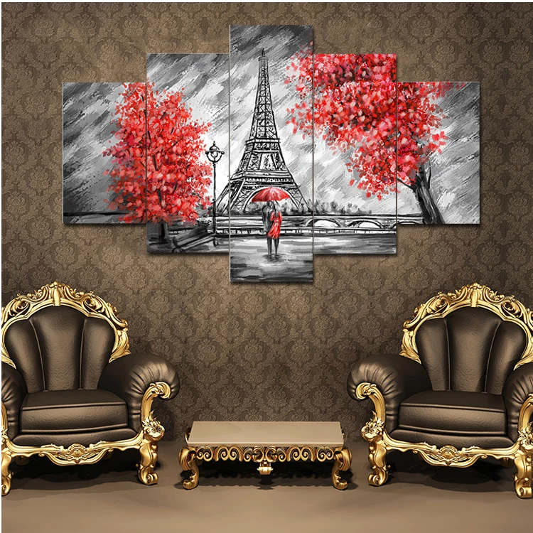 Abstract Lovers Canvas Paintng Hot Cuadros Decorative 5Pcs Modular Picture HD Tableau Wall Pictures For Living Room Unframed | Дом и сад