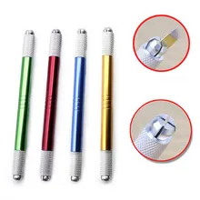 5 шт. ручка с двумя головками многофункциональные ручные инструменты для микроблейдинга изогнутые плоские u-образные лезвия/круглые иглы