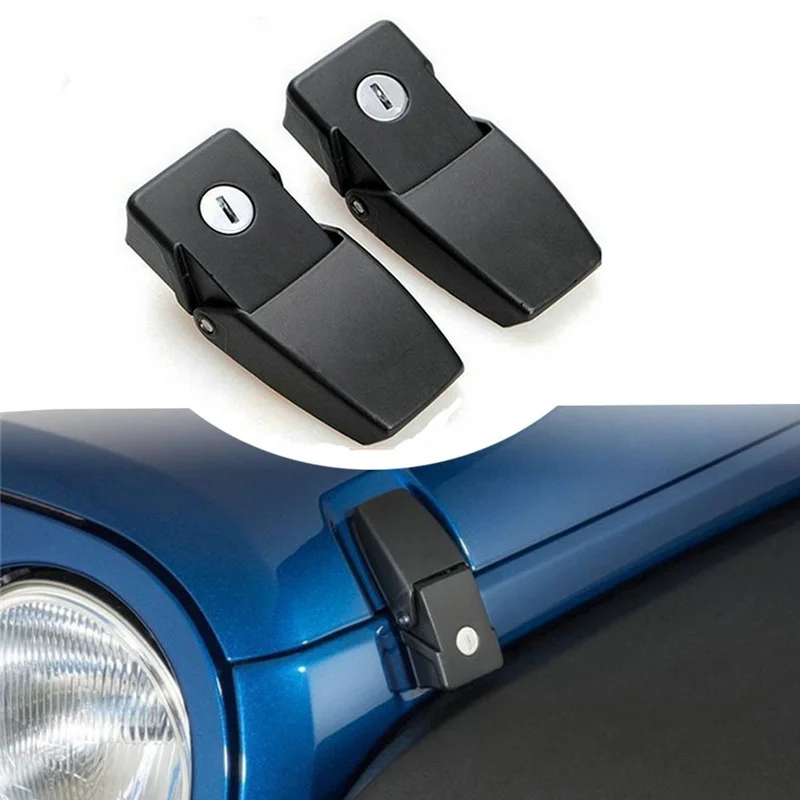 Aluminum Hood Lock Assembly Catch Latches for 2007-2015 Jeep Wrangler JK & Unlimited Black-1 Pair