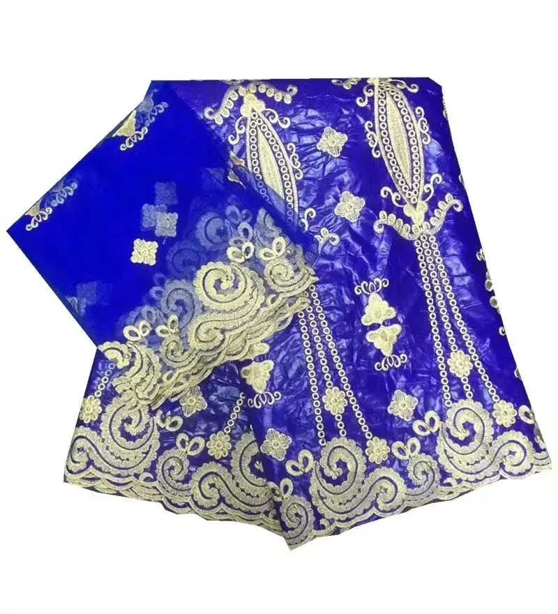 Blesing вышитые Базен riche getzner с тюлем кружева синий африканский ткань Базен brode getzner для женщин платье