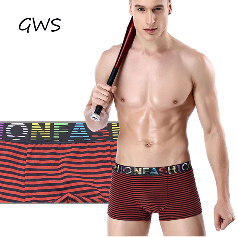 Fashion letter Brand New Men Underwear Cotton Cueca Striped Shorts