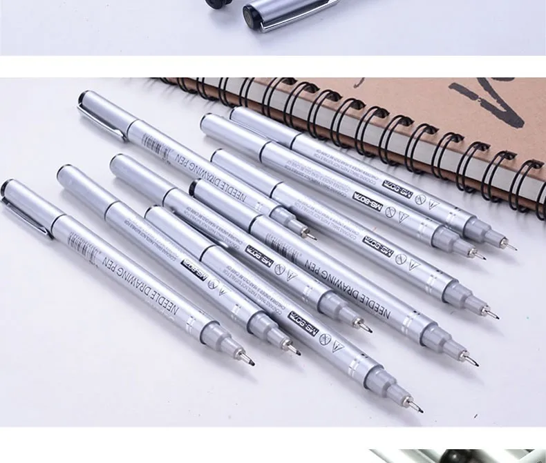 Pces à Prova Desenho dos Desenhos Esboço para Desenho Dwaterproof Água Agulha Caneta Animados Pigma Micron Liner Escovas Gancho Linha Arte Suprimentos San 10 - 7 Canetas de gel