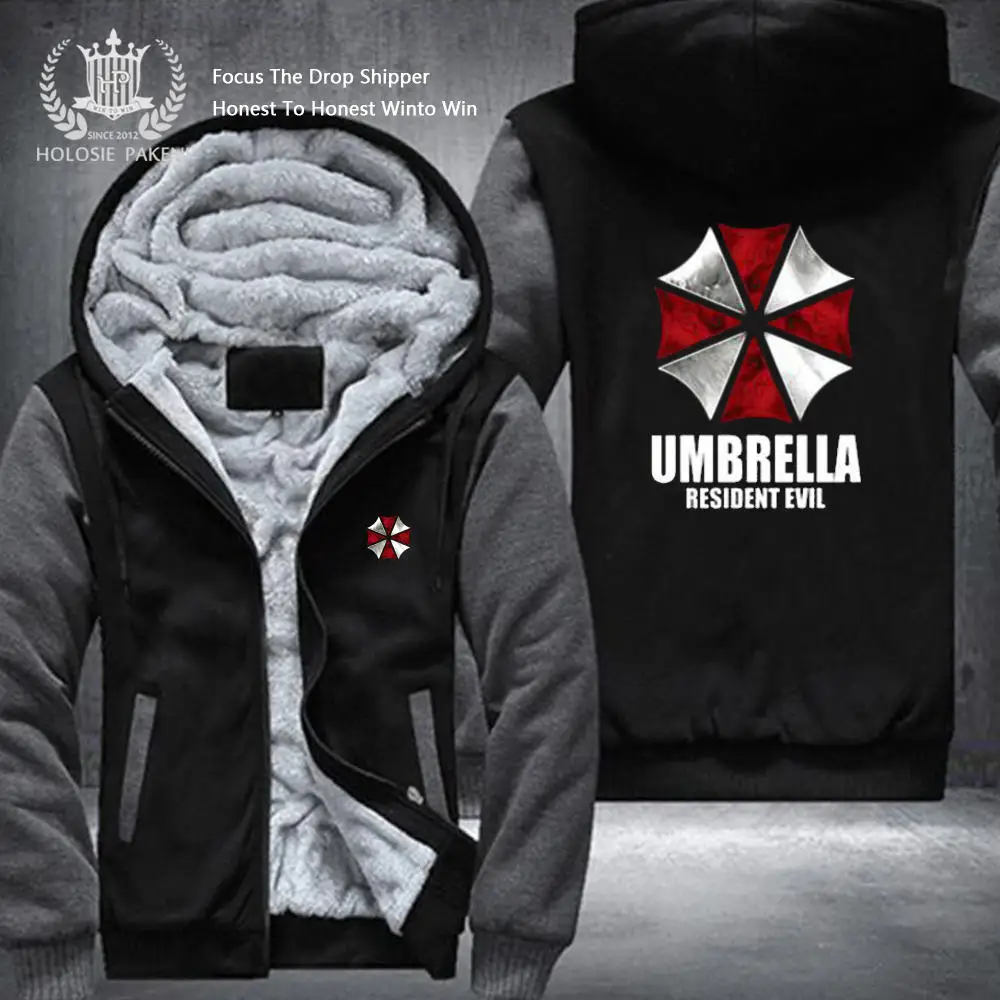 Dropshipping USA Size Wonen Men The Umbrella Resident Evil Men Zipper Sweatshirt Jacket Fleece Thicken Custom Jacket Coat Hoodie Dropshipping USA Size Wonen Men The Umbrella Resident Evil Men Zipper Sweatshirt Jacket Fleece Thicken Custom Jacket Coat Hoodie