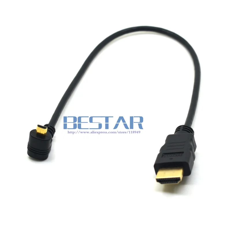  HDMI tipo A a Micro HDMI Up & Giù Ad Angolo Gomito maschio Cavo 30 cm 1ft Placcato Oro 3D 4 K 1080 