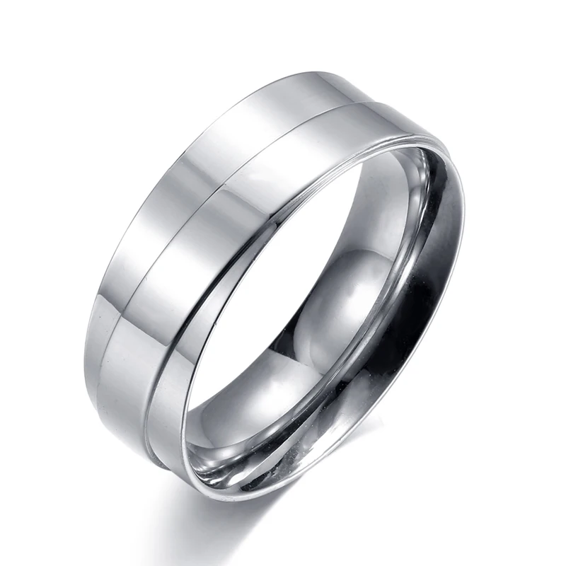

Stainless steel couple men and women pair ring Valentine's Day gift series Glossy double layer steel tail ring