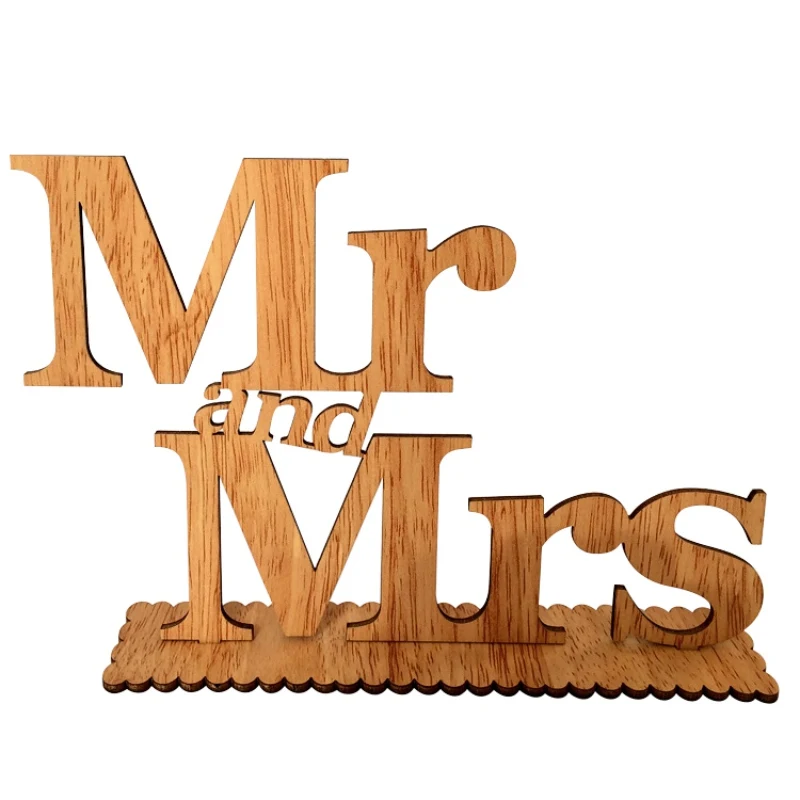 

New Mr & Mrs Wooden Letters Wedding Party Decorations Romantic Marriage Birthday Ornaments Supplies Home DIY Decor Wedding Deco