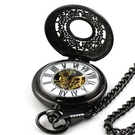 Черный Скелет Антикварные Механические карманные часы|pocket watch pouch|watch titaniumwatch pocket |