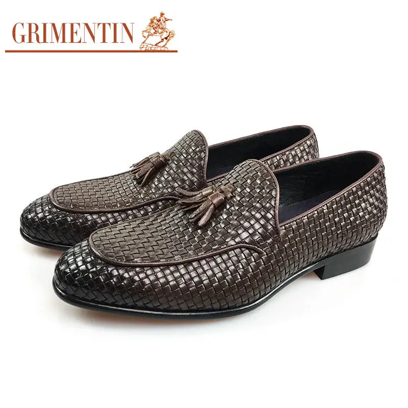 

GRIMENTIN Brand mens shoes genuine leather handmade braided luxury wedding party men dress shoes for male