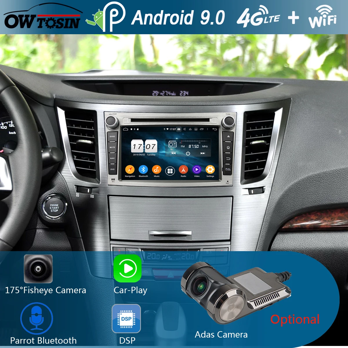 

7" IPS 1920*1080 8Core 4G RAM+64G ROM Android 9.0 Car DVD Player For Subaru Legacy Outback 2009-2014 DSP Radio GPS Parrot BT