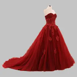 Настоящее изготовленное на заказ бальное платье вишневые Свадебные платья Vestido De Noiva Невеста-принцесса платье винно-Красного цвета Плюс