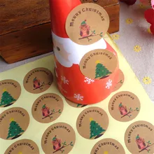 

60pcs Free Shipping Super Stickers Merry Christmas Tree Owl Handmade Packaging Label Kraft Sticker DIY Adhesive Gift Sticker