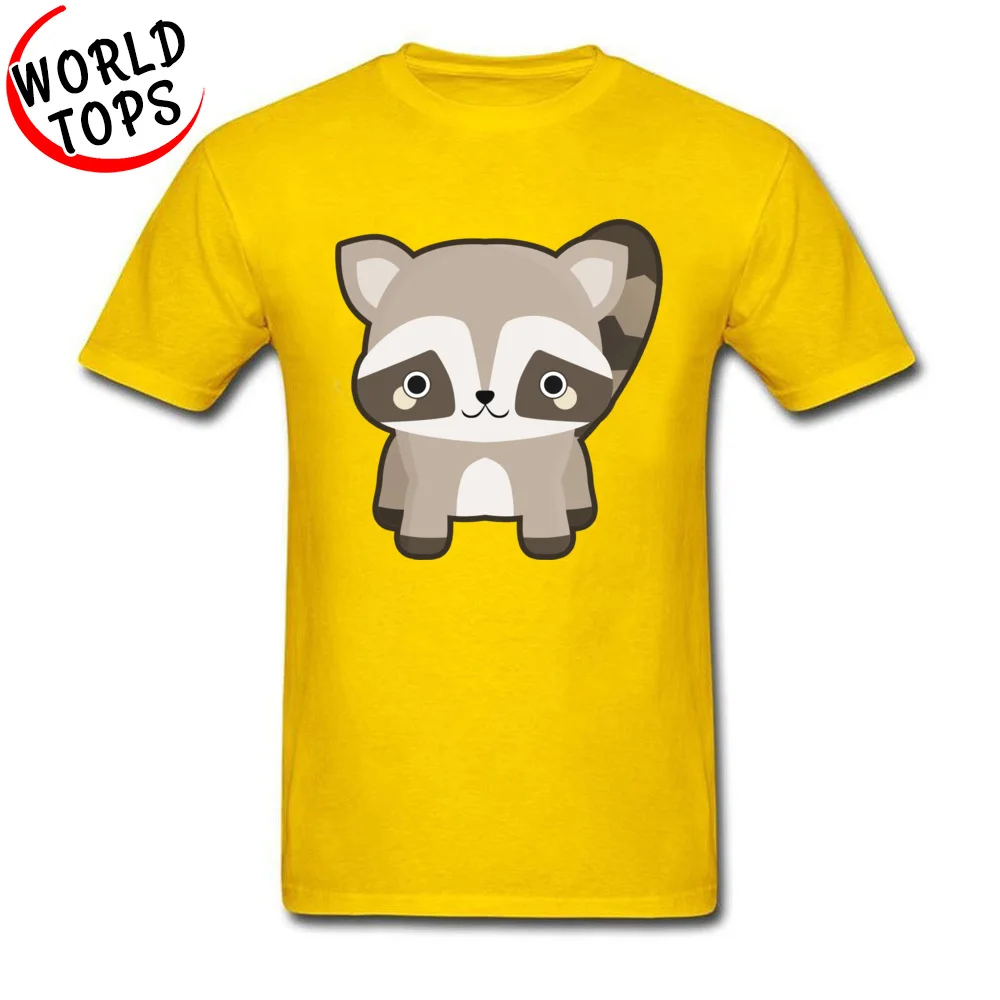 T Shirt Kawaii Raccoon Tees Summer Fall 2018 New Normal Short Sleeve 100% Cotton Round Neck Men T Shirt Normal Kawaii Raccoon yellow