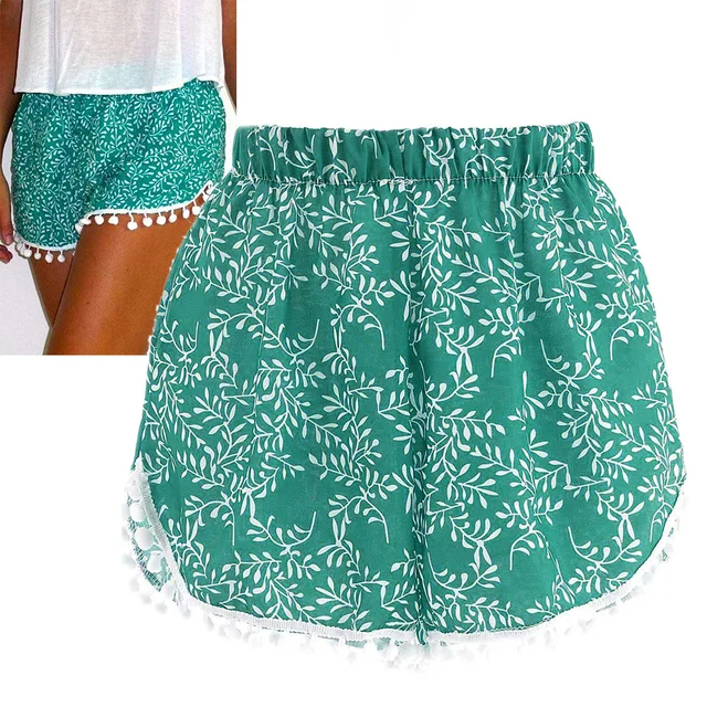 This Summer Women Popular Floral Elastic Waist Cotton Shorts For Female Short Pants Woman Plus Size Beach Shorts