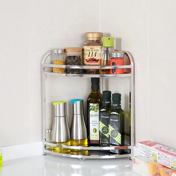 

304 stainless steel seasoning bottle rack double layer storage rack bathroom shelves storage holder wx8081851