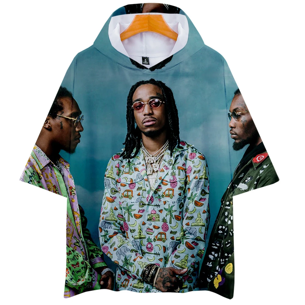 

2019 NEW Migos Rapper Men's Hoodie Short Sleeve Hoodie Harajuku 3D Print Boy/Girl Sweatshirt Casual Wear Hip Hop Hoodie