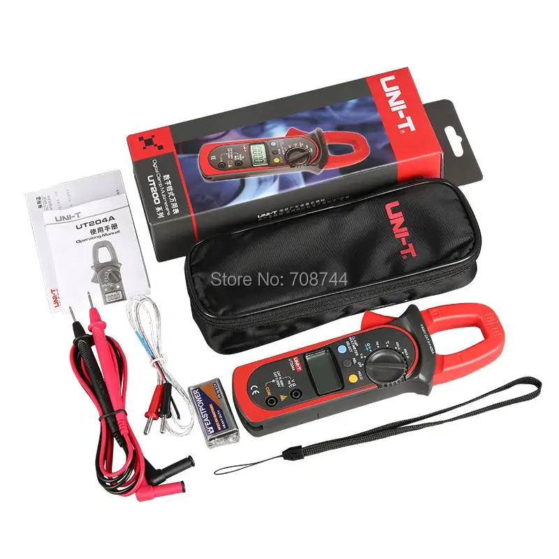 

UT204A Digital Clamp Multimeters Auto Range Temperature AC DC Current Clamp Meter UNI-T UT 204A Ammeter Voltmeter