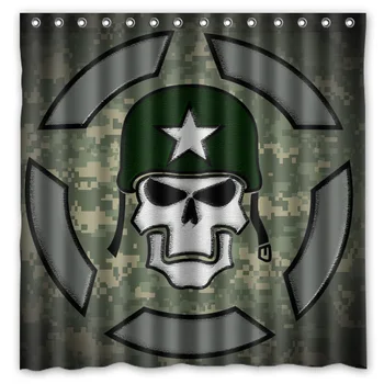 

New Eco-friendly Polyester Cap and Skull Bathroom Curtains High Quality Washable Bath Decor Shower Curtain