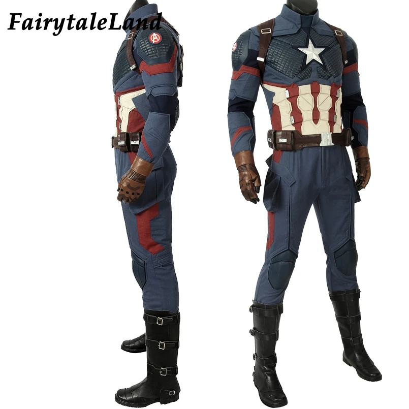 Captain America Avengers Endgame Cosplay Costume Full Set - Steve Rogers Jumpsuit with 5 Star Vest - Customizable image 2