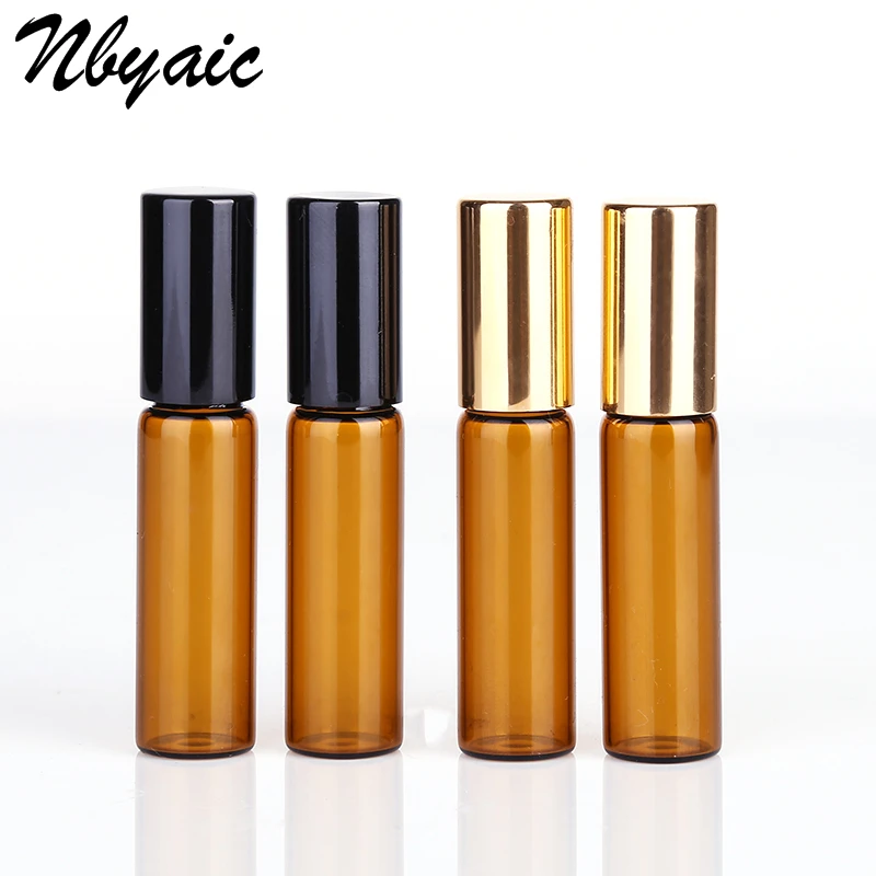 50pieces/lot 1ml 2ml 3ml 5ml 10ml Glass Roll on Bottle with Stainless Steel Roller Small Essential Oil Roller-on Sample Bottle