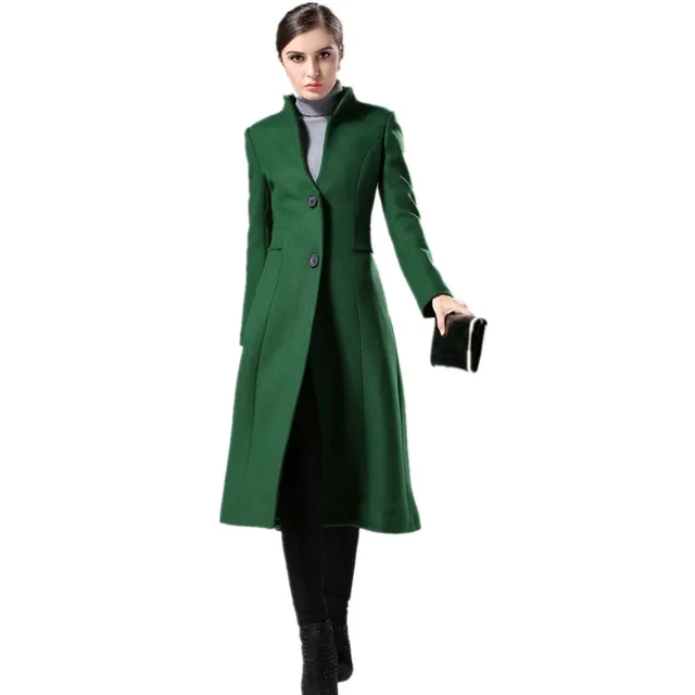 Cashmere Coat Female 2017 New Winter Coat Women Dark green