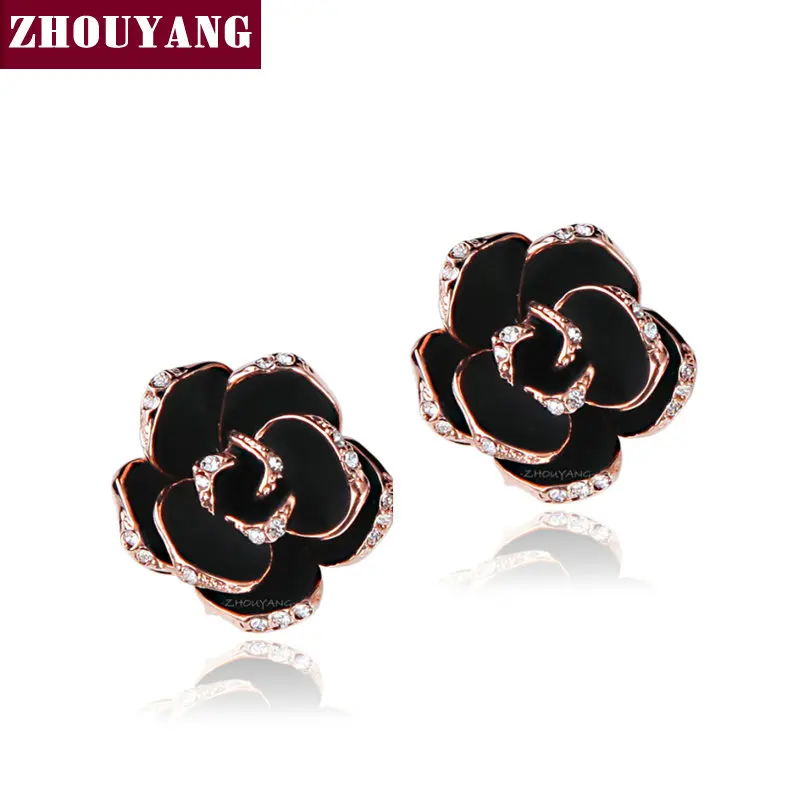 Высококачественные розовые серьги-гвоздики ZYE660 с мозаикой из кристаллов розового золота, ювелирные изделия из австрийского хрусталя