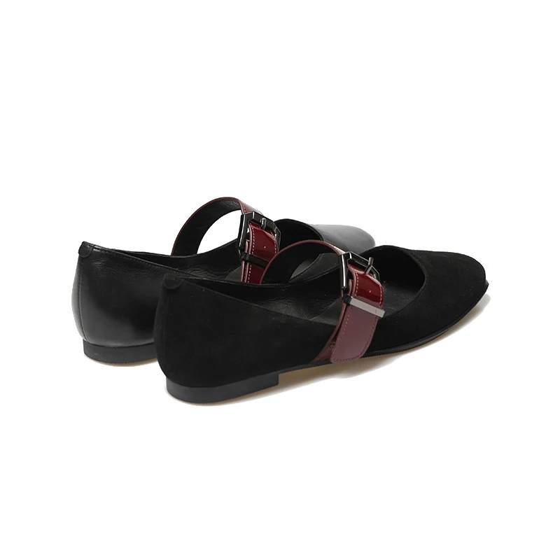 black Jane Suede Isnom 2019 Cuir Appartements Leather Plates Mary Femmes Véritable Noir D'été Black Femme Casual Boucle En Carré Chaussures Orteil Sangle F14RrFW