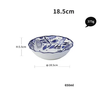 Керамические обеденные тарелки, креативные блюда для завтрака и тарелки, фарфоровые с цветочным принтом пигментированные суповые миски для лапши, блюдо - Цвет: soup bowl