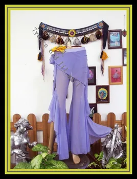 

Belly dance pants Belly dance pants Transparent thin side vent Lotus leaf edges flare Pants with skirt GC50-56