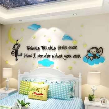 

Naughty Monkey Crystal wall stickers Living room TV wall sofa background Children's room Creative 3D acrylic wall decoration